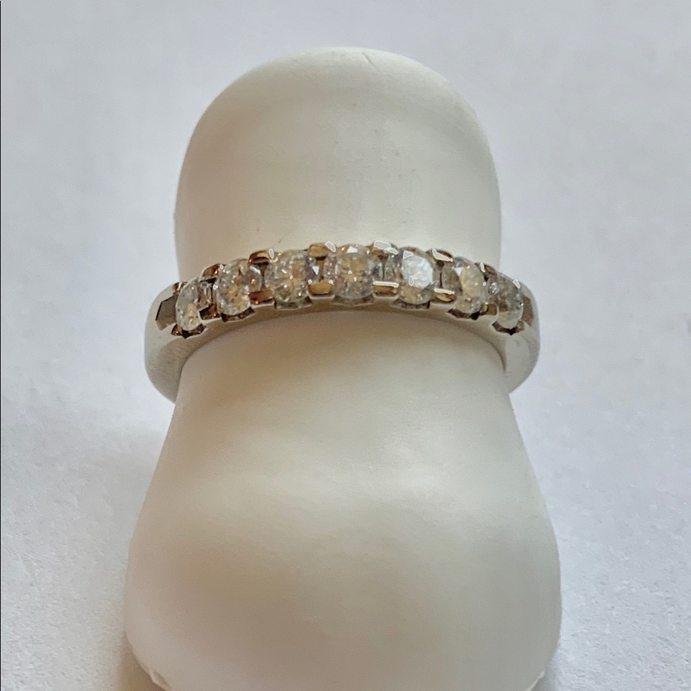 Shared Prong Diamond band Set In 14KW  .35cttw